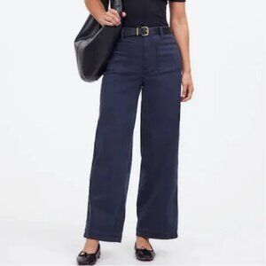 Madewell The Emmett High Rise Wide Leg Navy Blue Stretch Pants Size 29